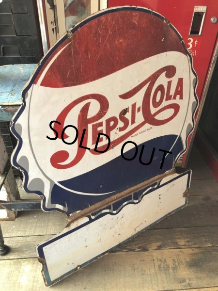 画像15: Vintage Mexican Pepsi Cola Bottle Cap Metal Store Sign (C103) (15)
