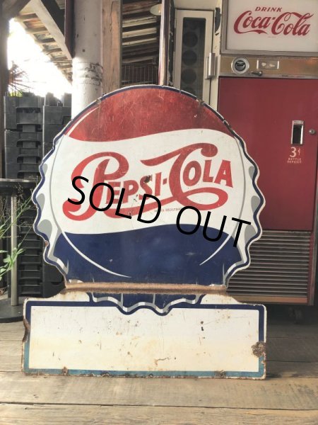 画像18: Vintage Mexican Pepsi Cola Bottle Cap Metal Store Sign (C103) (18)