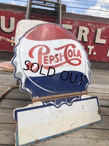 画像2: Vintage Mexican Pepsi Cola Bottle Cap Metal Store Sign (C103) (2)