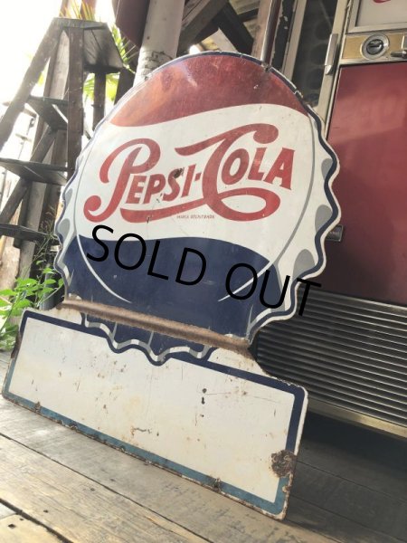 画像16: Vintage Mexican Pepsi Cola Bottle Cap Metal Store Sign (C103) (16)