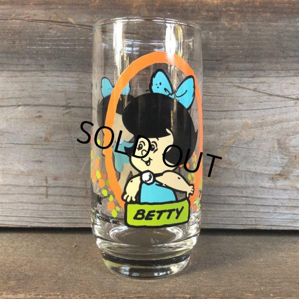 画像1: 80s Vintage Glass Pizza Hut Flintstone Kids Betty (C122) (1)