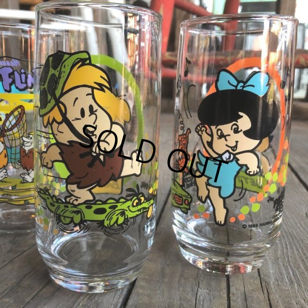 画像7: 80s Vintage Glass Pizza Hut Flintstone Kids Barney (C121) (7)