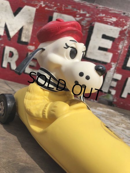 画像11: 70s Vintage 57 Racing Dog Plastic Coin Bank Yellow (C273) (11)