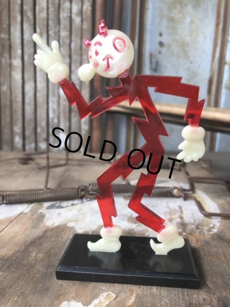 画像6: 40s Vintage REDDY KILOWATT Standing Business Card Holder Figure Red w/Black Stand (C276) (6)