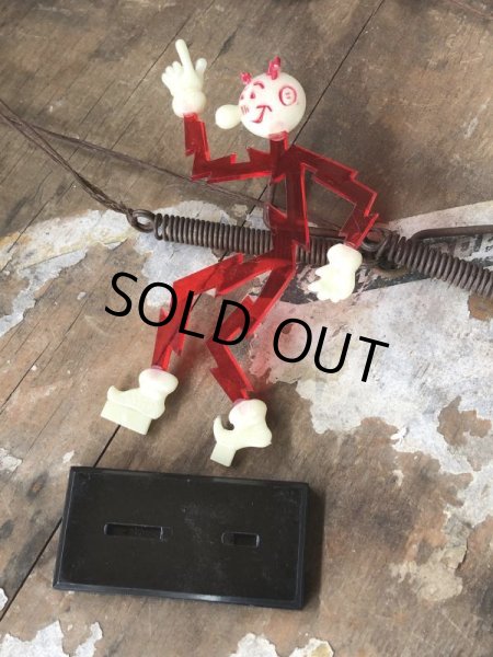 画像3: 40s Vintage REDDY KILOWATT Standing Business Card Holder Figure Red w/Black Stand (C276) (3)