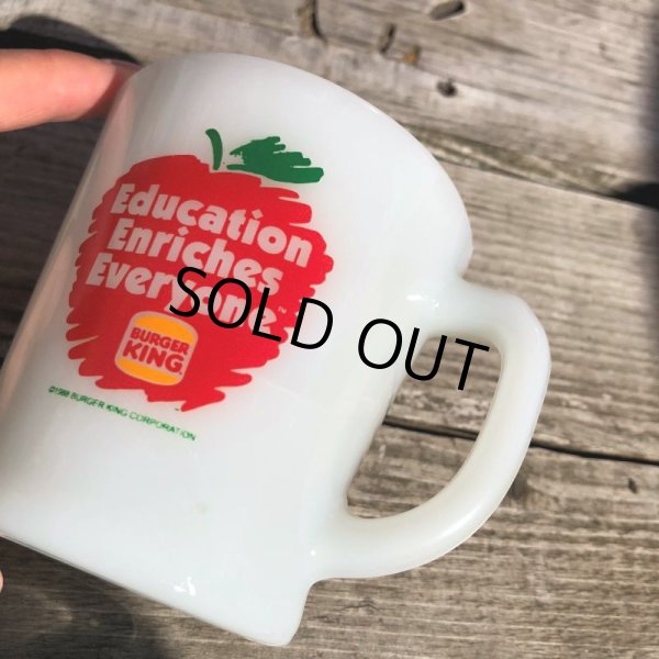 画像17: 80s Vintage Anchor Hocking Fire-King BURGER KING Education Enriches Everyone Promotional (C280) (17)