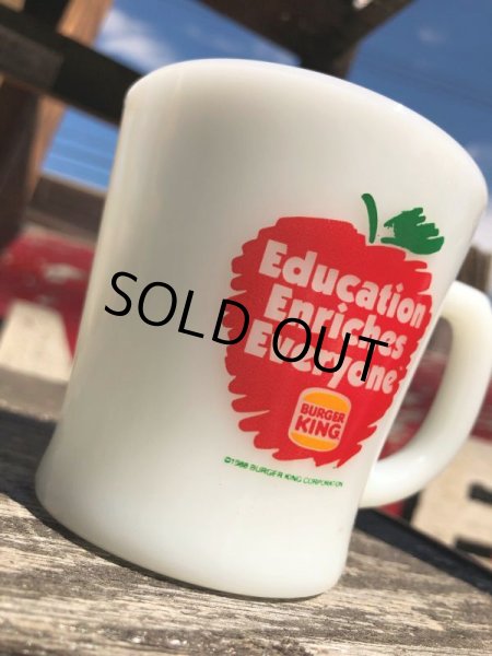 画像12: 80s Vintage Anchor Hocking Fire-King BURGER KING Education Enriches Everyone Promotional (C280) (12)