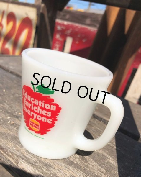 画像14: 80s Vintage Anchor Hocking Fire-King BURGER KING Education Enriches Everyone Promotional (C280) (14)