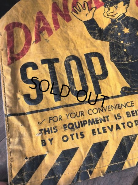 画像3: Vintage OTIS ELEVATOR Danger! STOP Flag Sign (C282) (3)