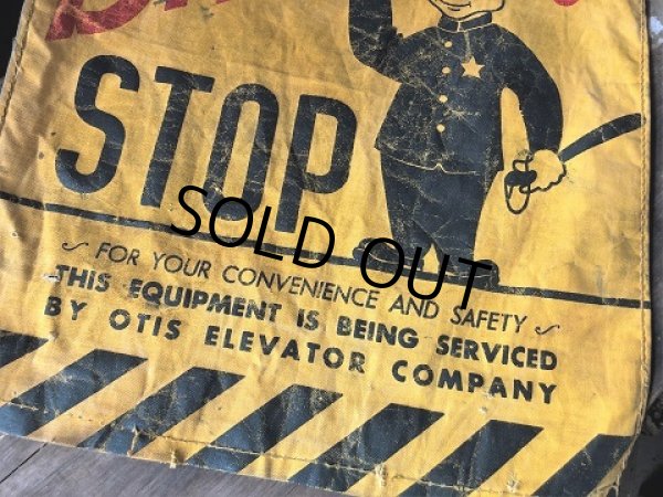 画像5: Vintage OTIS ELEVATOR Danger! STOP Flag Sign (C282) (5)