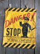 画像8: Vintage OTIS ELEVATOR Danger! STOP Flag Sign (C282) (8)