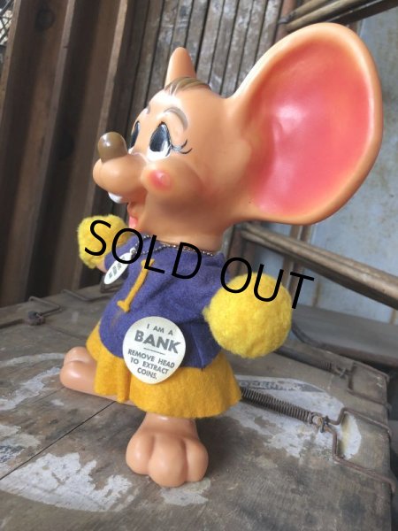 画像3: 70s Vintage Mouse Coin Bank Cheerleader B (C301) (3)
