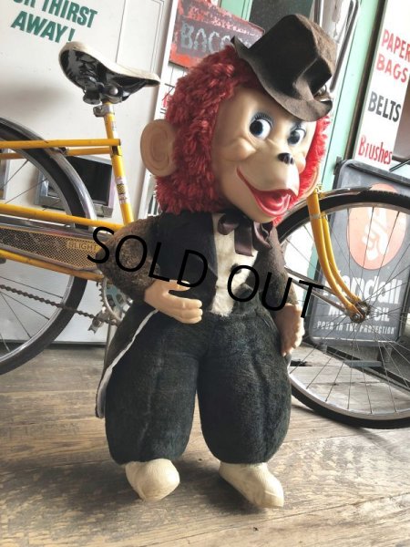 画像1: Vintage Store Display Rubber Face Monkey Plush Stuffed Animal Huge !!! (C342)  (1)