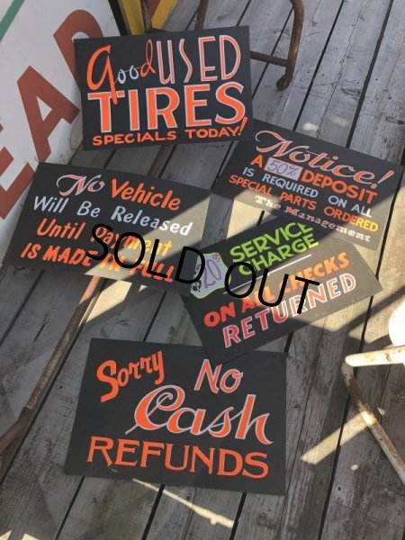 画像7: Vintage Hand Painted Retail Store Signs on Black Paper Board / good USED TIRES (C353)  (7)