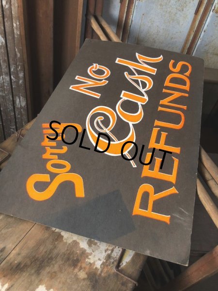 画像3: Vintage Hand Painted Retail Store Signs on Black Paper Board / Sorry No Cash REFUNDS (C352)  (3)