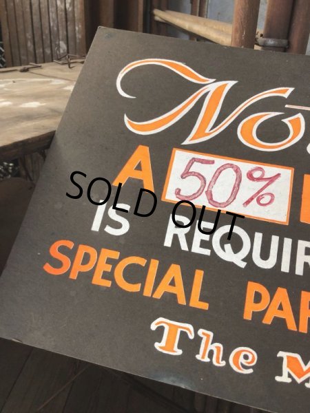 画像4: Vintage Hand Painted Retail Store Signs on Black Paper Board / Notice! A 50% DEPOSIT (C351)  (4)