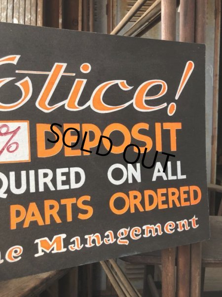 画像6: Vintage Hand Painted Retail Store Signs on Black Paper Board / Notice! A 50% DEPOSIT (C351)  (6)