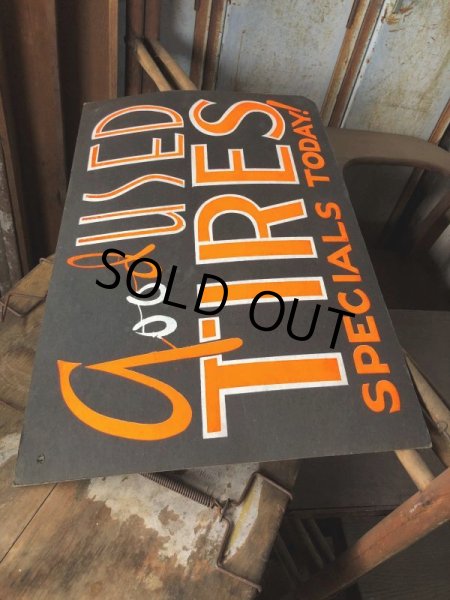 画像3: Vintage Hand Painted Retail Store Signs on Black Paper Board / good USED TIRES (C353)  (3)