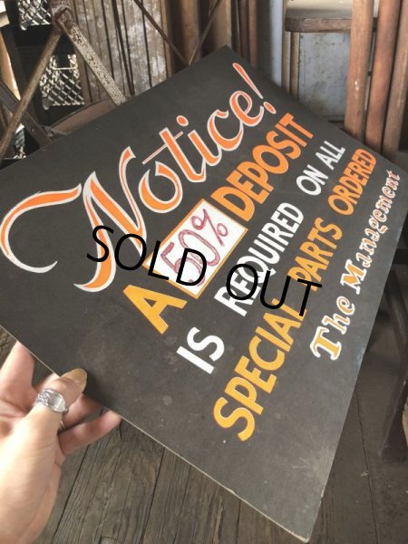画像3: Vintage Hand Painted Retail Store Signs on Black Paper Board / Notice! A 50% DEPOSIT (C351)  (3)