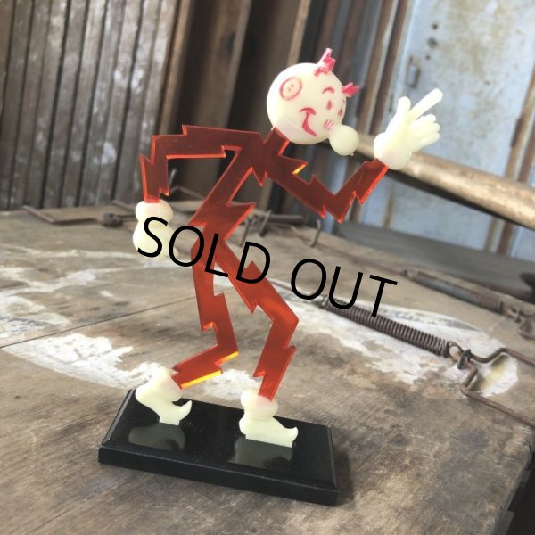 画像3: 40s Vintage REDDY KILOWATT Standing Business Card Holder Figure Red w/Black Stand (C358) (3)