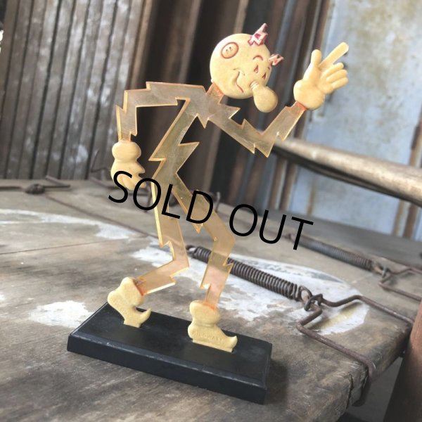 画像3: 40s Vintage REDDY KILOWATT Standing Business Card Holder Figure Red w/Black Stand (C360) (3)