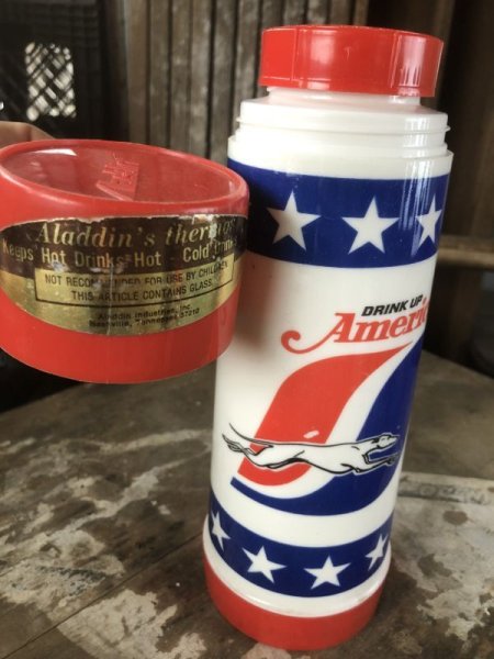 画像12: 70s Vintage Aladdin Drink Up America Greyhound Thermos (C376) (12)