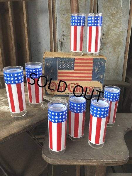 画像1: Vintage Old Glory Set of 8 Glasses (C373) (1)