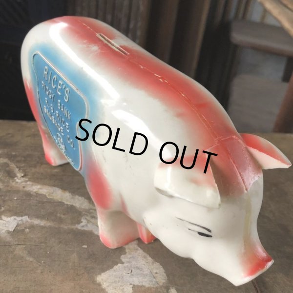 画像2: 50s Vintage R.B.RICE SAUSAGE CO. RICE'S Advertising Piggy Coin Bank (C383) (2)