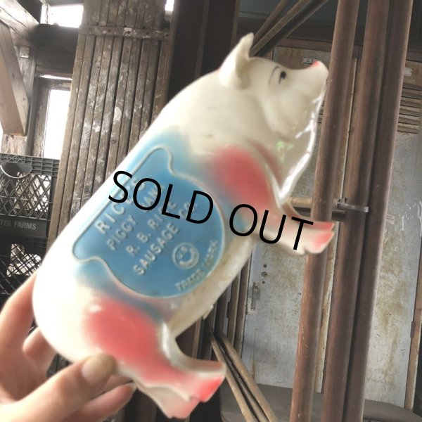 画像14: 50s Vintage R.B.RICE SAUSAGE CO. RICE'S Advertising Piggy Coin Bank (C383) (14)