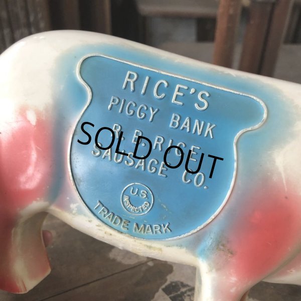 画像7: 50s Vintage R.B.RICE SAUSAGE CO. RICE'S Advertising Piggy Coin Bank (C383) (7)