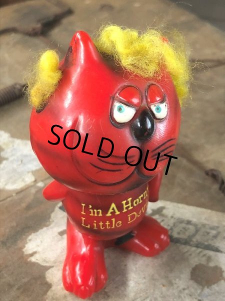 画像5: 70s Vintage Red Devil Cat Message Doll『I'm A Horny Little Devil』(C384) (5)