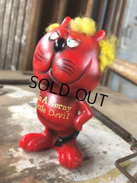 画像3: 70s Vintage Red Devil Cat Message Doll『I'm A Horny Little Devil』(C384) (3)