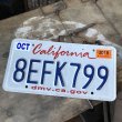 画像1: Vintage American License Number Plate / California 8EFK799 (B388) (1)