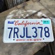 画像1: American License Number Plate / California 7RJL378 (B392) (1)