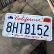 画像1: Vintage American License Number Plate / California 8HTB152 (B385) (1)