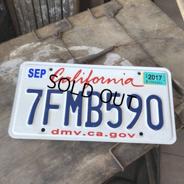 画像1: American License Number Plate / California 7FMB590 (B396) (1)