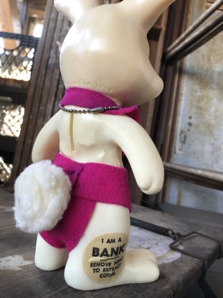 画像11: 60s Vintage Roy Des of Fla Bunny Rabbit Coin Bank Pink (B538) (11)