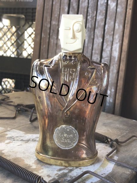 画像2: 40s Vintage HIS Northwoods Mens Cologne Bottle Art Deco Design Rare Gold Version (B547) (2)