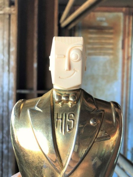 画像8: 40s The House For Men, Inc. HIS Glass Bottle After Shave Lotion Rare Gold Version (B546) (8)