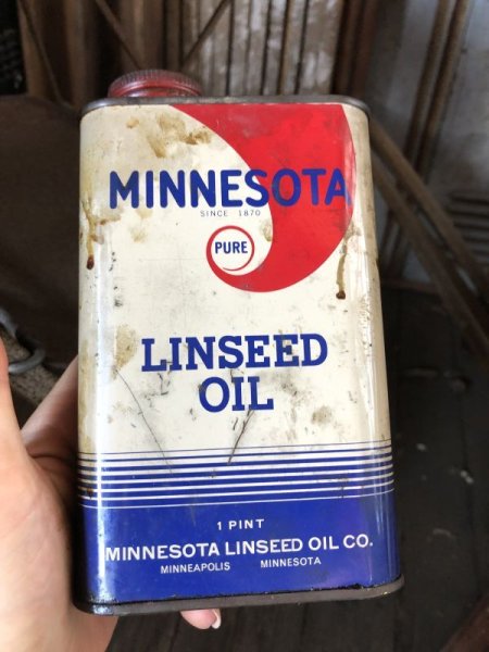 画像1: Vintage 1pt Oil Can MINNESOTA Linseed Oil (C528)  (1)