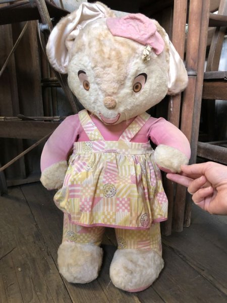 画像1: Vintage Plush Doll Bunny BIG SIZE 57cm (B590） (1)