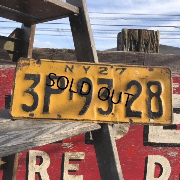 画像1: 20s Vintage American License Number Plate / NY 27 3P-93-28 (B641) (1)