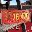 画像1: 40s Vintage American License Number Plate / 76-478 NEW MEXICO (B629) (1)