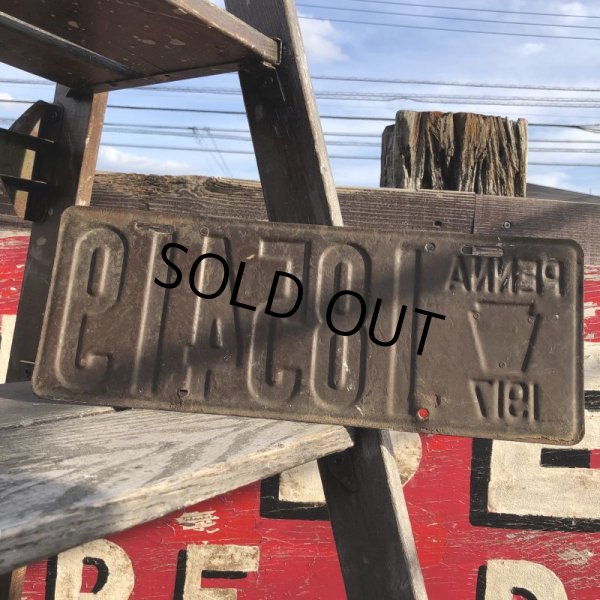 画像2: 10s Vintage American License Number Plate / PENNA 1917 185419 (B642) (2)