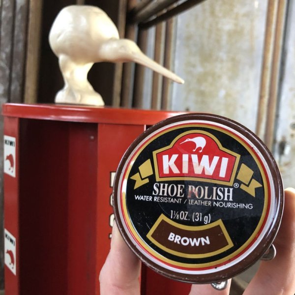 画像1: Vintage KIWI Shoe Polish Tin Can Brown (B662) (1)