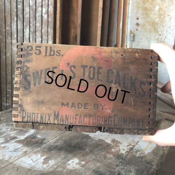 画像12: Antique Sweet's Toe Calks Toe Calks Wooden Box (B668) (12)