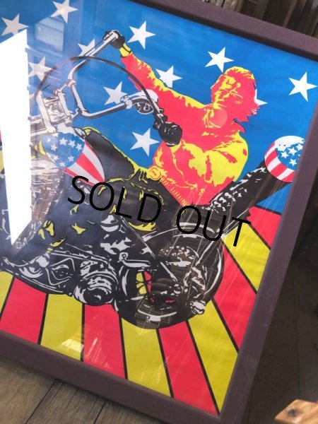 画像5: Vintage 60s Easy Rider Peter Fonda Super Cycle Psychedelic Poster w/Frame (B669) (5)