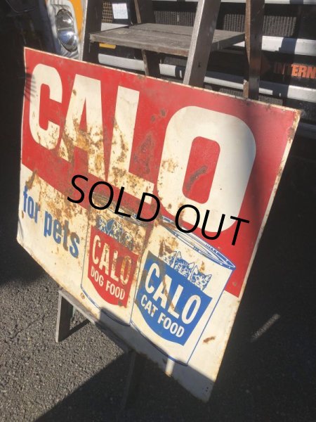 画像4: 60s Vintage CALO Pets Food & El Rancho Beer Advertising Store Display Double Side Sign (B688) (4)