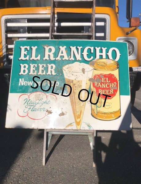 画像1: 60s Vintage CALO Pets Food & El Rancho Beer Advertising Store Display Double Side Sign (B688) (1)