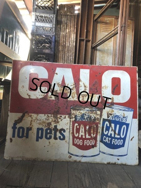 画像23: 60s Vintage CALO Pets Food & El Rancho Beer Advertising Store Display Double Side Sign (B688) (23)